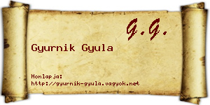 Gyurnik Gyula névjegykártya